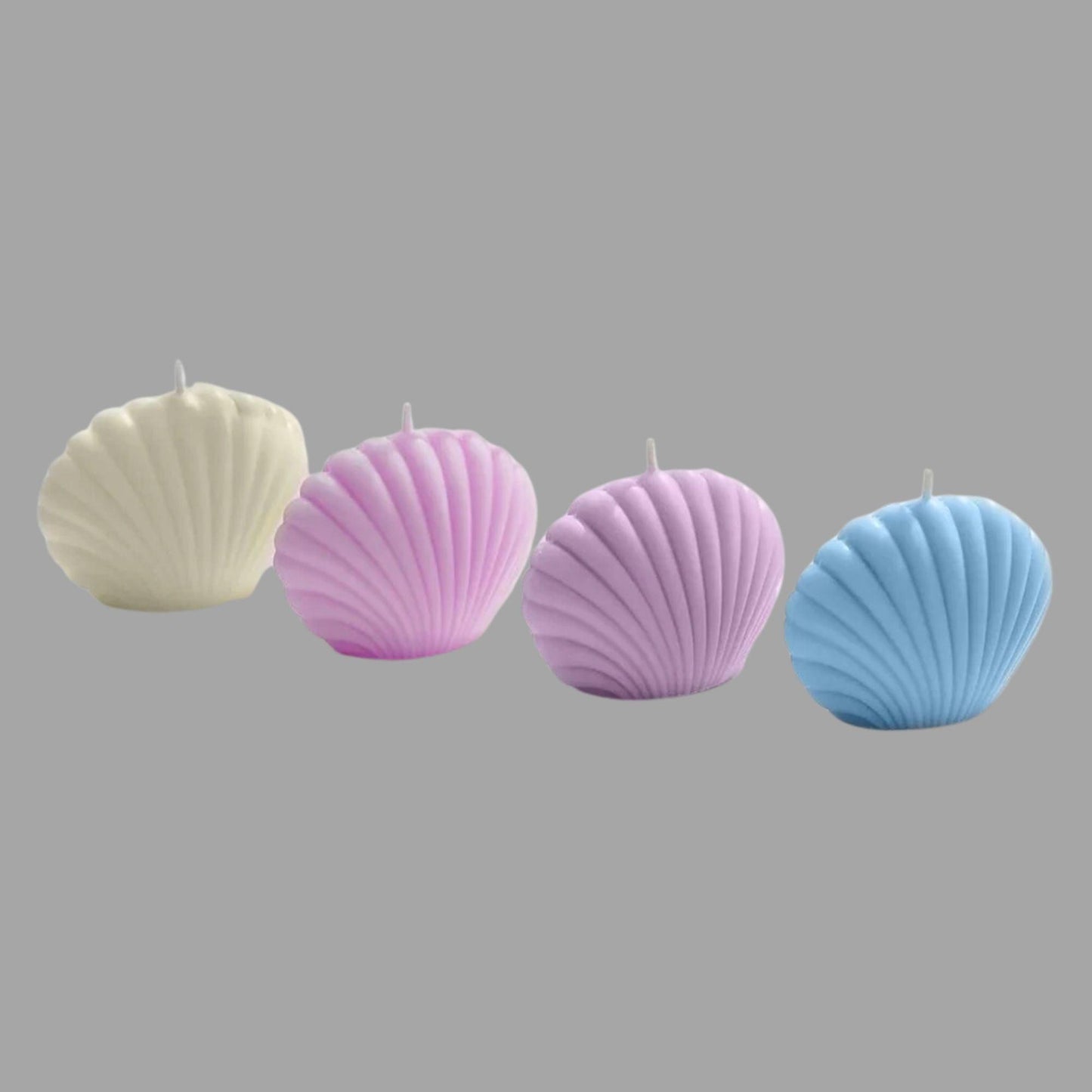 Muschelkerzen Set Pastellfarben