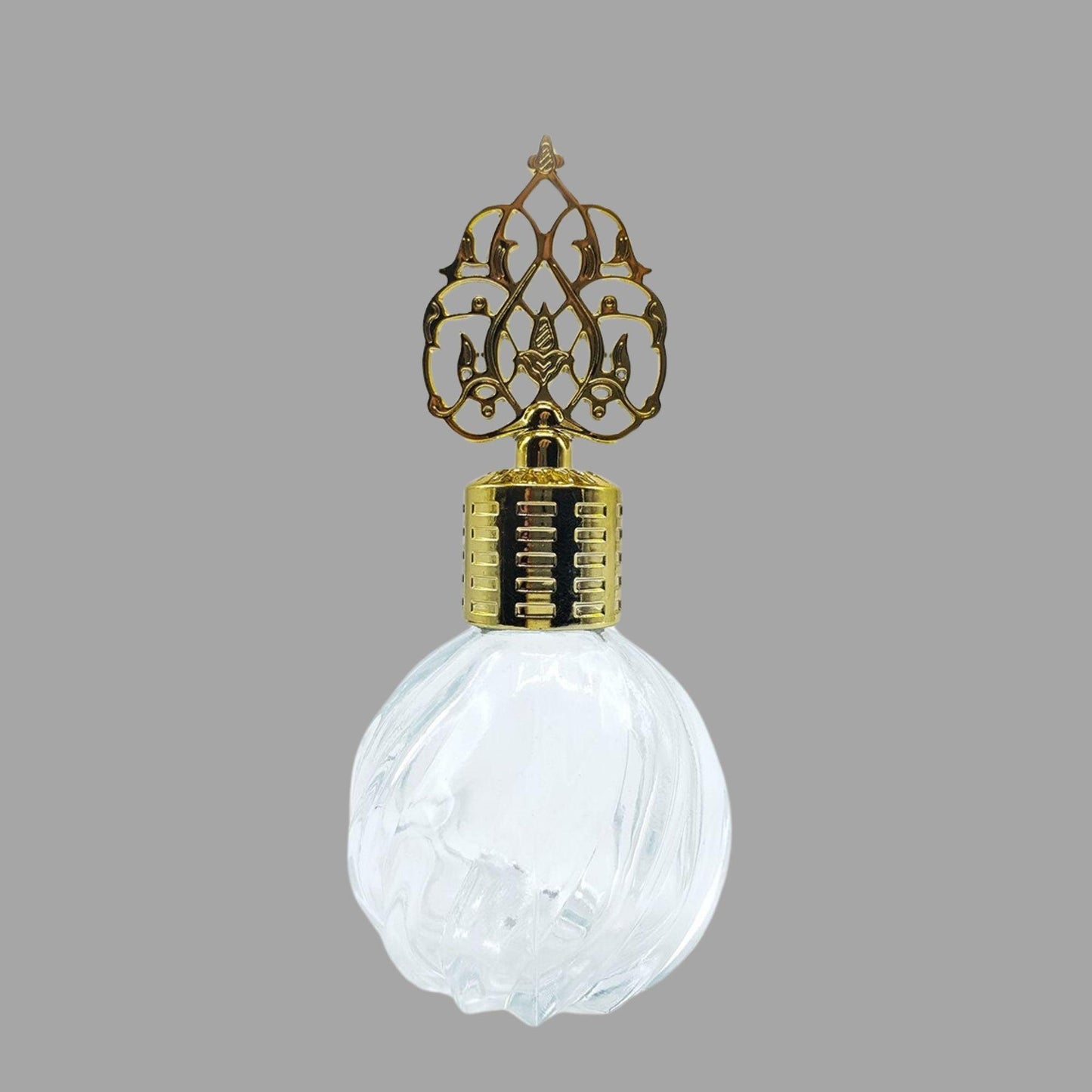 Glasflasche mit goldenem Ornamentverschluss