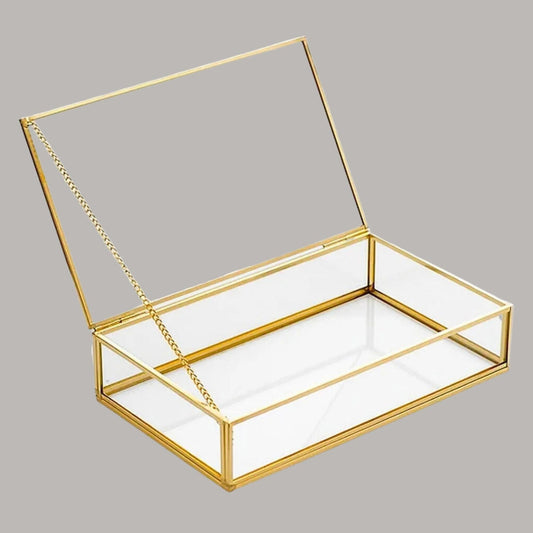 Goldene Geschenkbox mit Glasdeckel (groß)