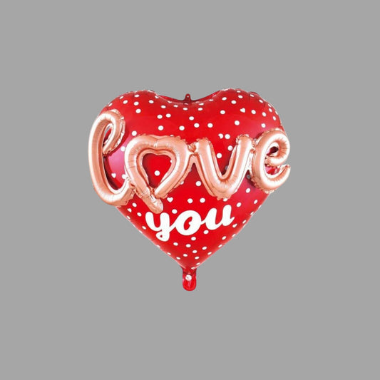 Folienballon "Love You" Rot mit Punkten