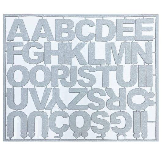 Schaumstoff-Alphabet Buchstaben Silber Glitzer