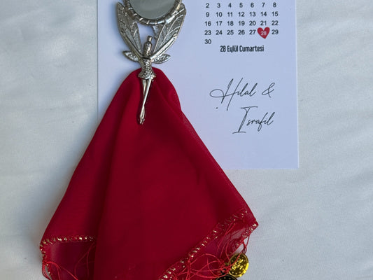 Gastgeschenk Set Halay-Tuch mit Spiegel & Karte – 50 Stück
