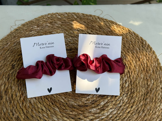 Gastgeschenk Set Burgunder Satin Haargummi (für 50 Gäste)
