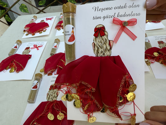 Gastgeschenk Set Kına Henna Karte mit Halay‑Tuch & Henna