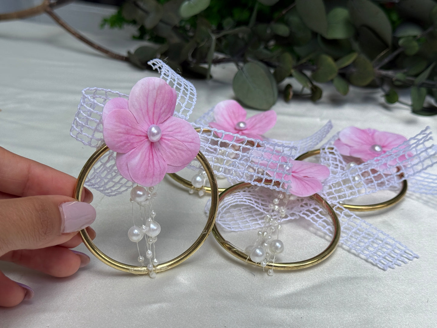 Gastgeschenk Set Pinke Blüte mit Ajda-Armband (für 50 Gäste)